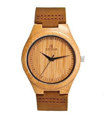 Montre style vintage cuir et bamboo